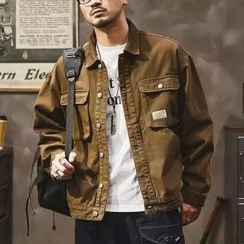 Men s Denim Jacket Spring Autumn Plus Size Four Seasons Workwear Jacket Casual Lapel S