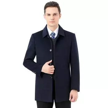Men s double-sided woolen cashmere coat mid-length middle-aged woolen woolen winter thickened warm coat 170