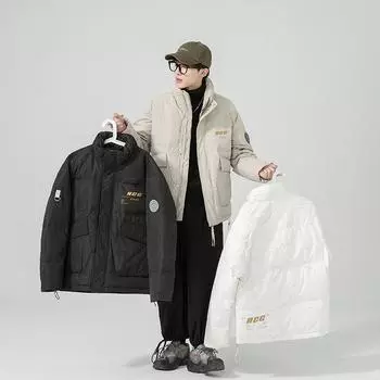Men s down jacket winter new fashion trend warm 90% white duck down stand collar thickened down jacket for men M