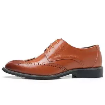 Men s Dress Shoes Retro Design Pointed Toe Lace Up Men Business Leather Shoes Male Brogue Shoes Big Size 38-48 Drop Shipping 9.5 чёрный