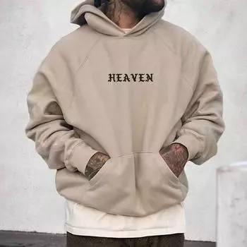 Men s Faith HEAVEN Printed Casual Pullover Sweatshirt Spring Loose Fit Hooded M