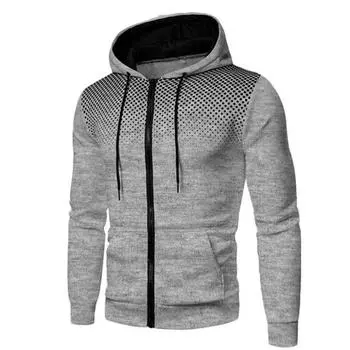 Men s Fashionable Casual Cardigan Long Sleeved Polka Dot Hoodie Men s Coat S чёрный