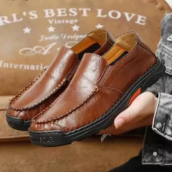Men s Fashionable Comfortable Waterproof Leather Casual Shoes Antiskid Walking Suitable For All Seasons Antiskid Walking Working US 5(EUR 38) чёрный