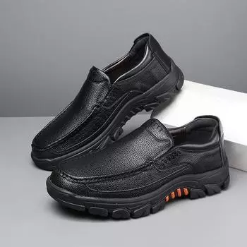 Men s flats shoes summer spring slip-on big head leather loafers shoes H1005 39 чёрный