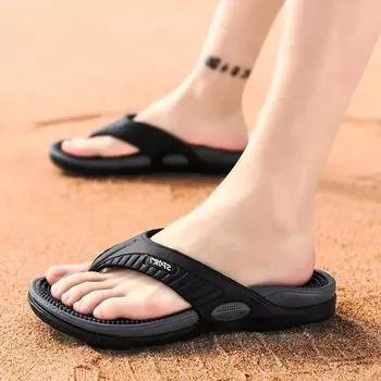 Men s Flip-flops 2024 Summer Outdoor Massage Granule Men Slippers Comfortable Beach Sandals Men Home Non-slip Bathroom Slides 40 хаки