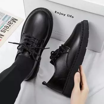 Men s formal casual business leather shoes British style student sole lace round toe non slip comfortable outdoor cotton shoes 39 чёрный