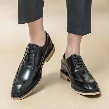 Men s formal leather shoes Fashion designer s new style Leisure Outdoor Trendy Party Office business wedding Hot selling shoes 38 чёрный