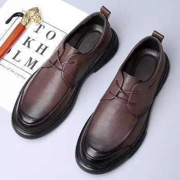 Men s gentlemen s leather shoes British Oxford men s shoes Fashion handmade formal shoes Men s business casual office shoes38-44 38 чёрный