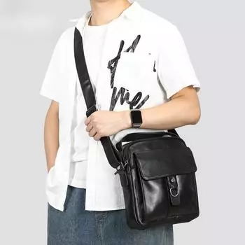 Men s Genuine Leather Crossbody Bag Retro Casual Top-grain Cowhide Single-shoulder Bag Crossbody Small Bag