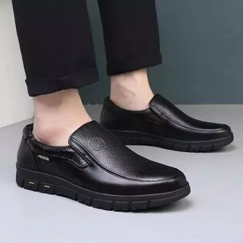 Men s Genuine Leather Shoes 38-46 Head Leather Soft Anti-slip Rubber Loafers Shoes Man Casual Real Leather Shoes 38-44 38 чёрный