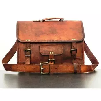 Men s Genuine Leather Vintage Laptops Messenger Handmade Briefcase Bag Satchel 16 x 12 x 5 in