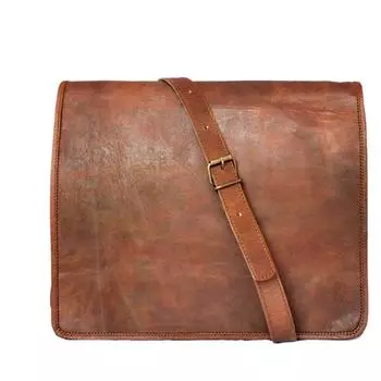 Men s Genuine Vintage Leather Messenger Shoulder Laptop Bag handmade Satchel 13 x 10 x 4 in