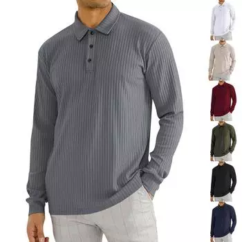 Men s Golf Shirt Casual Sports V Neck Ribbed Collar Short Sleeve Fashion Casual Solid Color Plain Spring & Summer Regular Fit M тёмно-синий