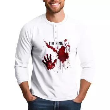 Men s Halloween Print Raglan Dralan Three-quarter Sleeve Casual Top L