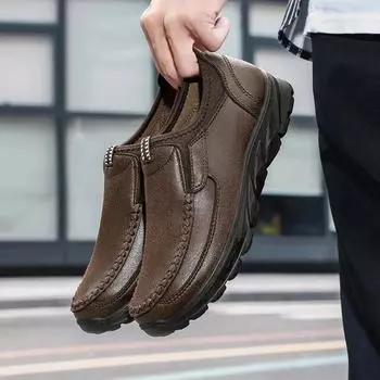 Men s Handmade Slip-Ons Leather Loafers for Casual Fashionable Outtings Perfect for Travel and Work Suitable for All Seasons US 6.5(EUR 39) чёрный