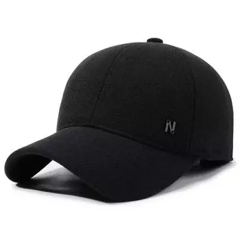 Men s Hat Autumn Winter Middle-Aged and Elderly Thick Ear Protection Warm Cap Outdoor Cold-Proof Dad Cotton Baseball Cap чёрный