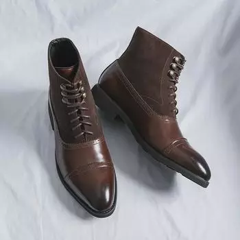 Men s High-Top Leather Boots - Large Size, Personalized Color, Autumn/Winter Fashion, Pointed Formal Martin Style 40