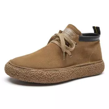 Men s high-top personalized Martin boots new Zhongbang retro men s casual leather shoes trendy shoes platform lace-up men s genuine leather 38 светло-коричневого