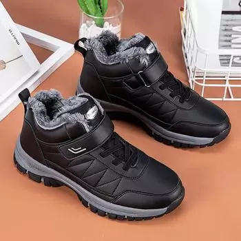 Men s High Top Sports Boots Are Very Warm Women s Shoes Winter Design Shoes Are Warm Flat Shoes New Popular Elderly Couple Boots 36 чёрный