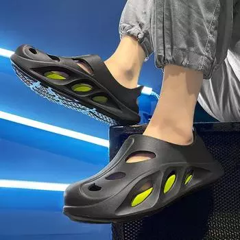 Men s hole shoes summer bag head drag breathable slippers men s versatile beach outdoor sandals casual shoes 40
