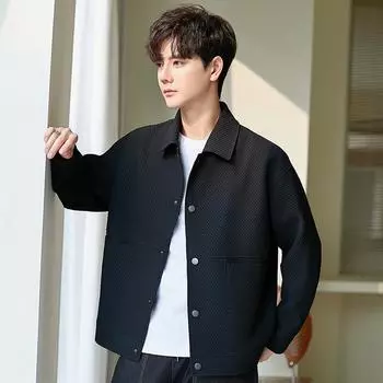 Men s Jacket Jacket Spring and Autumn Korean Version Handsome High Sense Casual Loose Regular Tooling On M