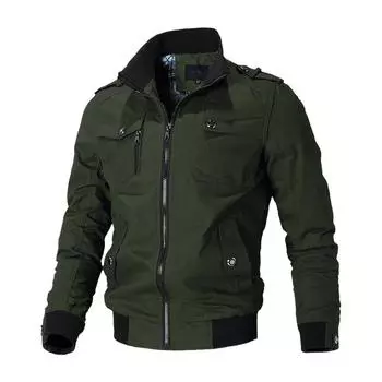 Men s Jacket Korean Version of Casual Men s Youth Stand-up Collar Spring and Autumn Cotton Jacket 5xl хаки