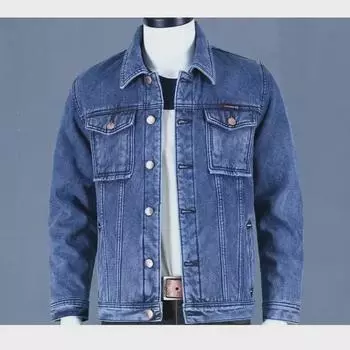 Men’s Korean Style Denim Jacket - Trendy Spring/Fall Casual Top XL синий