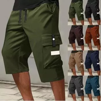 Men s Lace-up Sweatpants Men s Cargo Shorts Casual Pants L армия зеленый