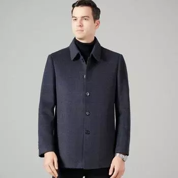 Men s lapel double-sided wool coat winter business casual woolen coat middle-aged dad removable liner top 170