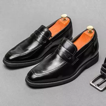 Men s Leather Loafers Comfy Driving Shoes Men Formal Shoes Slip-On Spring Autumn Dress Shoes Social Fashion Shoes Free Shipping 37 чёрный