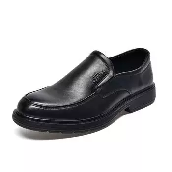 Men s leather shoes autumn and winter new one-pedal flat-soled business casual shoes first layer cowhide black professional dress shoes 38