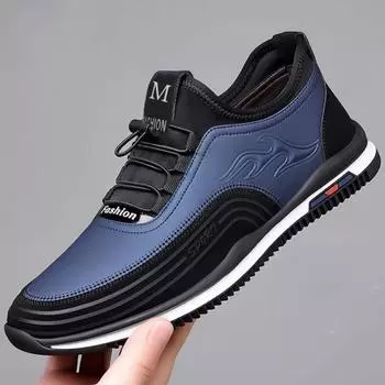 Men s leather shoes breathable spring versatile men s shoes fashion lightweight leather shoes casual shoes running shoes flat driving shoes men 39 чёрный