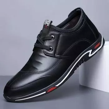 Men s leather shoes Korean version soft leather British business casual black inner height increase dress wedding groom shoes work leather shoes 39 чёрный