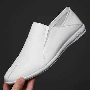 Men s Loafers Comfortable Flat Casual Shoes Breathable Slip-On Soft Leather Driving Shoes Moccasins Hombre Men Shoes 6 чёрный