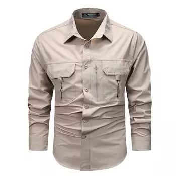 Men s Long Sleeve Retro Work Shirt - Spring Trend, Loose Fit, Casual Hong Kong Style Medium