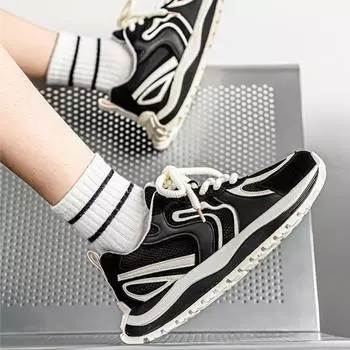 Men s Low Cut Lace Up Daily Casual Sports Shoes with Breathable and Non Slip Mesh Versatile Soft Sole Lightweight Men s Shoes 39 чёрный