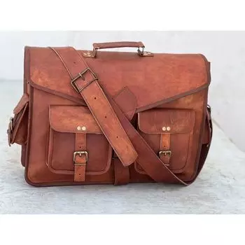 Men s Messenger Bag Customized Vintage Leather Shoulder Satchel Laptop Bag 18 x 14 x 6 in