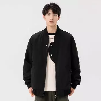 Men s New American Retro Jacket Spring and Autumn Baseball Jacket Loose and Versatile Casual Top M