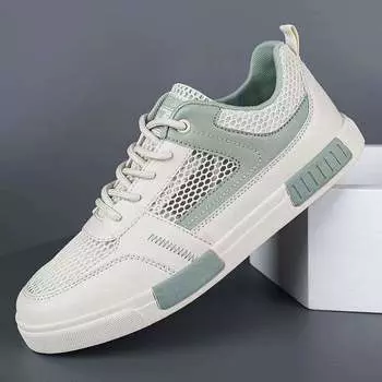 Men s New Breathable Thin Hollow Canvas Korean Version of All Matching Small White Shoes Thick Soled Board Shoes 40 чёрный