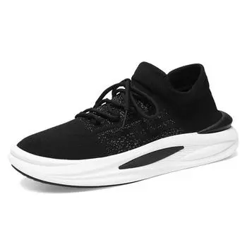 Men s New Summer Breathable Mesh Sports and Leisure Shoes with Thick Sole Fashionable Trend for Spring Autumn Winter 40 чёрный