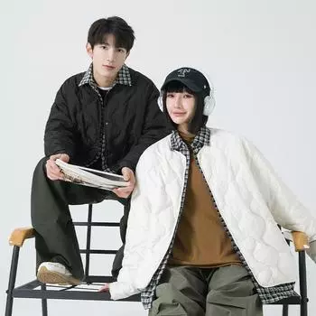 Men s New Winter Couple Fake Two-piece Down Jacket White Duck Down Loose Coat Versatile Trendy Lapel Top for Men M