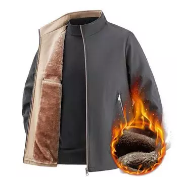 Men s Oversized Plus Velvet Winter Down Coat Jacket Windbreaker Trench Coat For Men Outdoor Fashion Thermals Clothes Fleece Jacket L чёрный