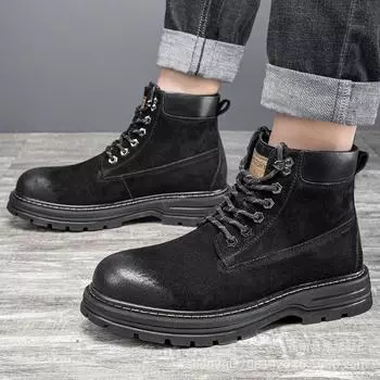 Men s platform Martin boots high-top fashion trend platform tooling shoes wear-resistant cotton warm leather shoes manufacturer 38