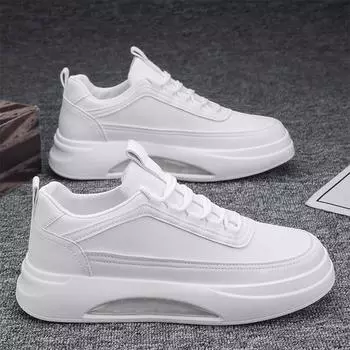 Men s Platform White Shoes Casual Sneakers Leisure Male Sneakers Non-slip Men s Vulcanized Shoes Air Cushion Board Shoe Tennis 39 белый