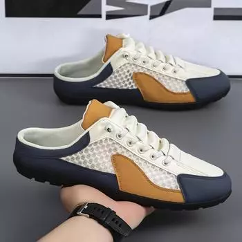 Men s Plus Size Mesh Slip-On Half-Slippers, Breathable Lazy Shoes, Summer 2025 Size 42