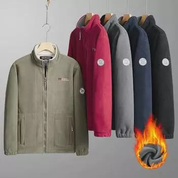 Men s Polar Fleece Stand-Up Collar Jacket: Autumn/Winter, Large Size, Sports & Outdoor, Warm Plus Velvet. XL темно-синий