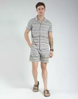 Men s Regular Fit Printed Bermuda Set | Half Sleeve Polo T-Shirt with Shorts | Collared Neck Co-ord Set for Boys 2XL