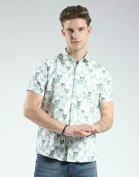 Men s Regular Fit Printed Shirt | Half Sleeves | Spread Collar | Front Pocket | Stylish & Casual Shirt for Men M