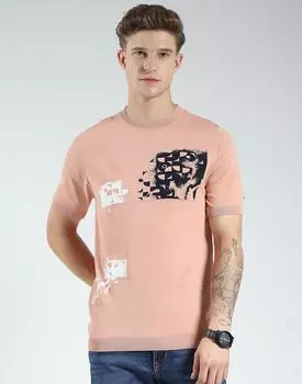 Men s Regular Fit Printed T-Shirt | Half Sleeve | Round Neck | Casual Wear T Shirt for Men s L