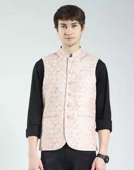 Men s Regular Fit Sleeveless Waistcoat | Button Closure | Mandarin Collar| Elegant Ethnic Wear Nehru Jacket for Men XL